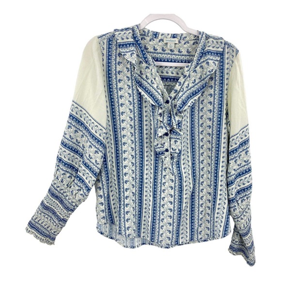 Sundance Tops - Blue and White Patterned Women's Top
